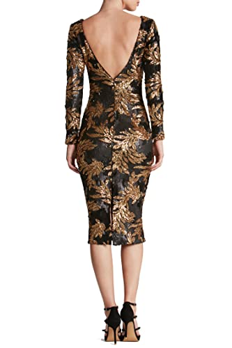 Image of Dress The Population Womens Emery Long Sleeve Stretch Sequin Midi Sheath Ddr147