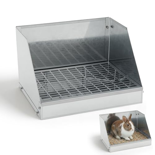 Maxcheck 1 Pack Rabbit Litter Box Galvanized Steel Bunny Litter Box for Small Animal Potty Galvanized Steel Corner Toilet with Grate Easy to Clean for Rabbit Guinea Pig (12.5×10×8inch)