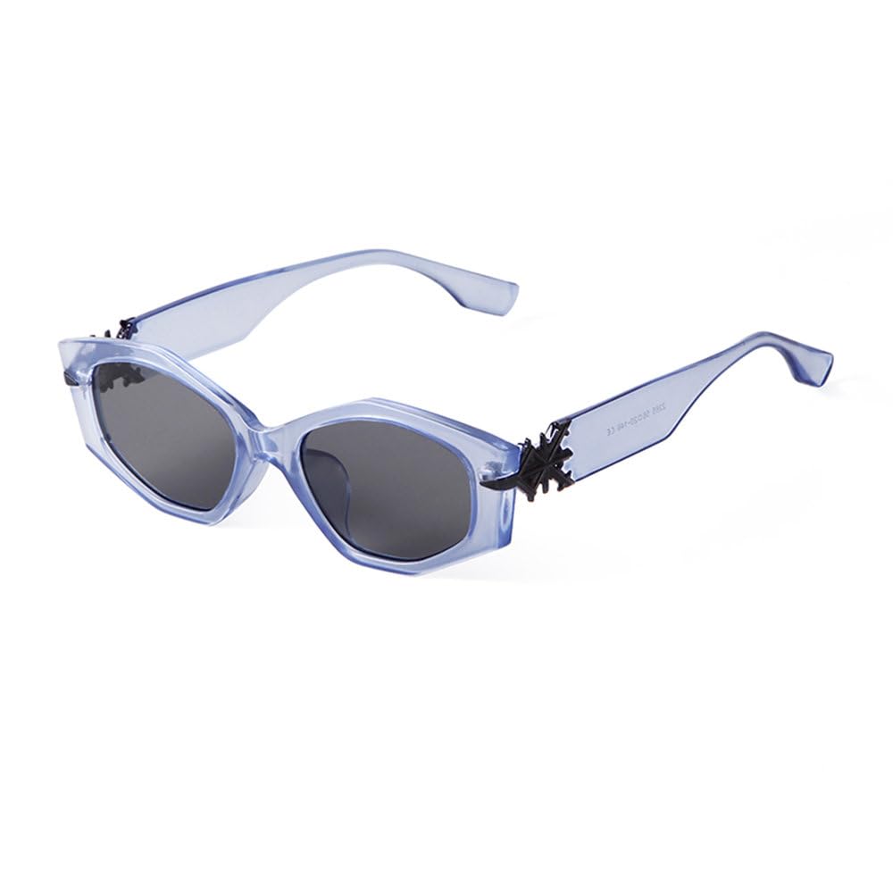 Lunettes de soleil tendance bleu polygone punk à verres verts - 7