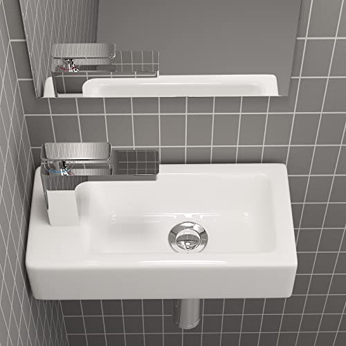 Lavabo con Efecto Loto para tu Baño Principal y de Invitados Waschbecken24 (37x18x9cm, Blanco / A661)