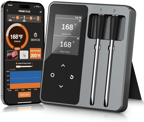 Meat Thermometer, Maypott Smart Wireless Bluetooth 2 Probes Digital Instant Read Food Cooking Thermometer BBQ Thermometer for Kitchen Oven Camping Adults Thermometer Smoker Accessorie