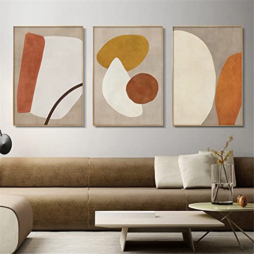 Affiche art abstrait géométrique beige et orange 40x60cm pour décoration murale de salon moderne