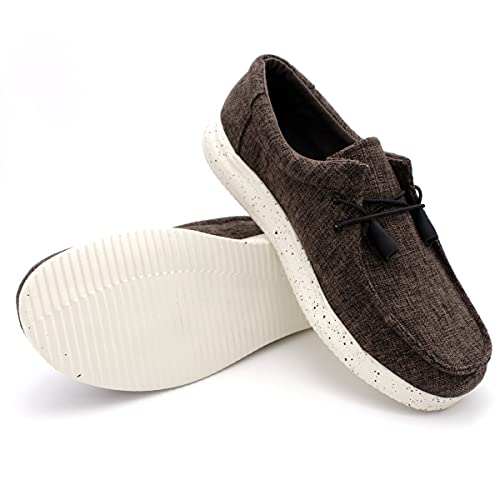 Mens Hola Canvas Upper Fashion Slip On Loafers Brown Woolen2