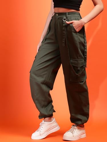 Image of KOTTY Women's High Rise Relaxed || Straight || Joggers Fit Cargo's for Pants || Trousers