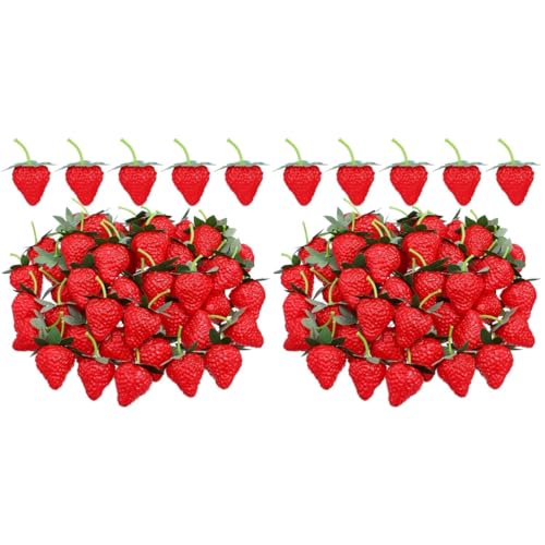 Unomor 100 Pcs Simulated Strawberry Model Strawberry Decorations Fake Strawberries Desktop Decor Plastic Strawberries Lifelike Fruit Strawberry Models Simulation Strawberry Decor