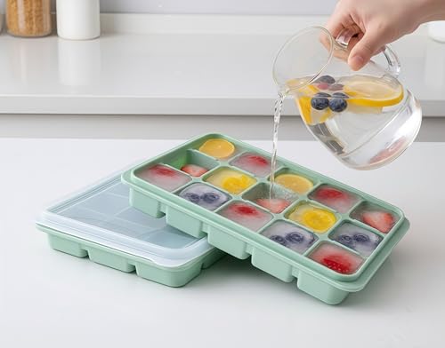 Set de 2 moldes flexibles para hielo con tapa