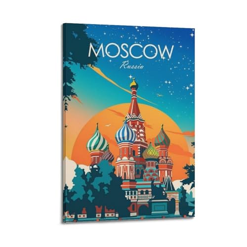 Poster Moscou Russie vintage ciel étoilé - Toile décoration murale esthétique chambre 30x45