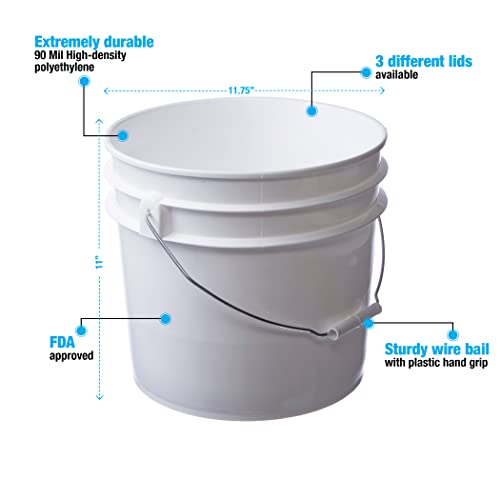 Hudson Exchange Premium 3.5 Gallon Bucket With Lid, 4 Pack, White #TOP2