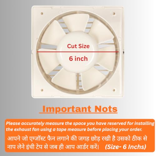 Image of 6 Inch Exhaust Fan for Kitchen, Bathroom, Office & Commercial Use | High Speed Ventilation Fan | Low Noise | Energy Efficient Motor | Rust Resistant Body | Easy Wall Mount (6 Inch Ivory)