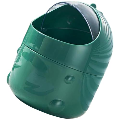 Caneca de basura de escritorio con tapa, dinosaurio verde
