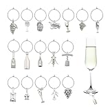 KGCGJVB 34 Sets Wine Glass Charms for Glasses Classy Identificador de Copas Vino Markers and Identifiers with 25mm Stainless Steel Stem Rings Decorations for Party Tags and Jewelry Making Supplies
