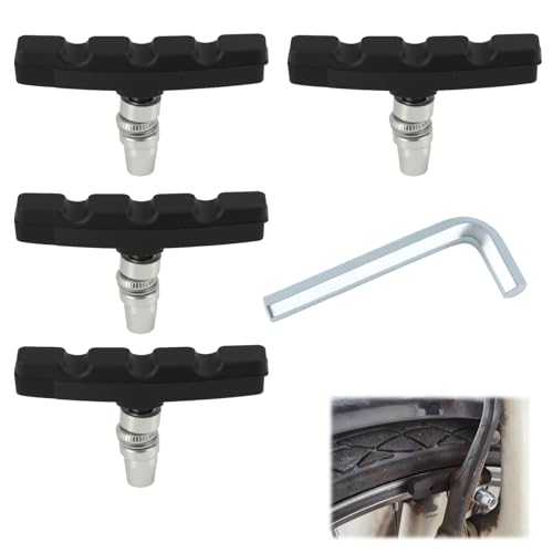 Lot de 4 V-Brake Patin de Frein avec Vis de Montage – Patin de Frein Vélo Remplacement pour Freins Jante Aluminium – Compatible Shimano Tektro Avid Sram...
