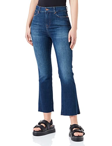 7 For All Mankind Women's HW Kick Slim Illusion Jeans, Dark Blue, 30