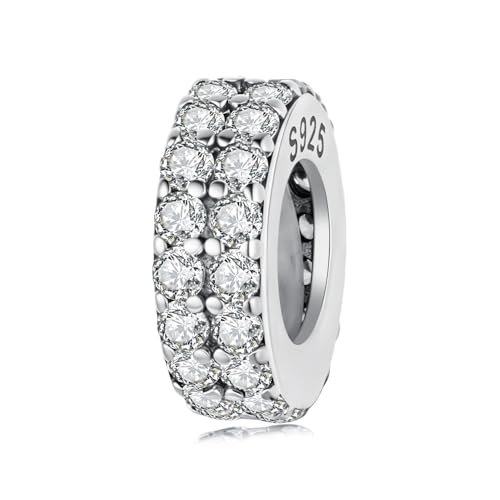 luvhaha - Breloque espaceur en argent sterling 925 avec cristaux brillants - Convient pour bracelet Pandora pour femme