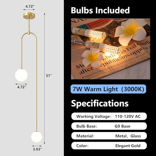 Image of Wall Lamp Chandelier Pendant Light, Home Decor for Bedroom, Living Room, Hallway, Cafe, Hotel, Restaurant (U Hanging LAMP with LED Bulb Pack of 1)