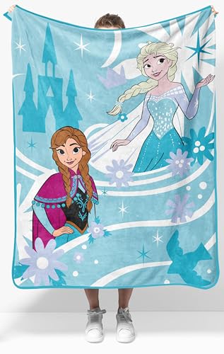 Disney Frozen Fleece Throw Blanket for Kids - Elsa & Anna Super Soft Cozy Microfiber 40x50 Inches Machine Washable Lightweight for Couch Bed & Travel Gift for Kids (Officially Licensed) Jay Franco