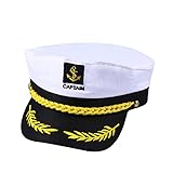 Tinksky Yacht Boat Ship Sailor Captain Costume Hat Cap Navy Marine Admiral (White)