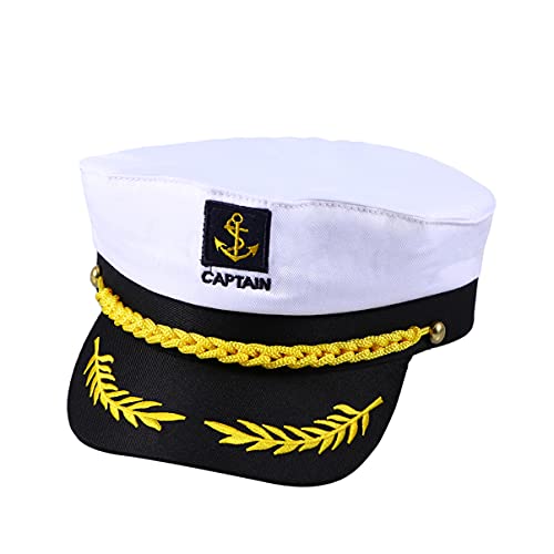 TINKSKY Yacht Boat Ship Sailor Captain Costume Hat Cap Navy Marine Admiral (White), 9 * 6 * 2 inch
