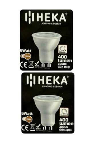6W (50W) 3000K Sarı Işık GU10 Duylu Dim Edilebilir LED Spot Ampul, 2 Adet