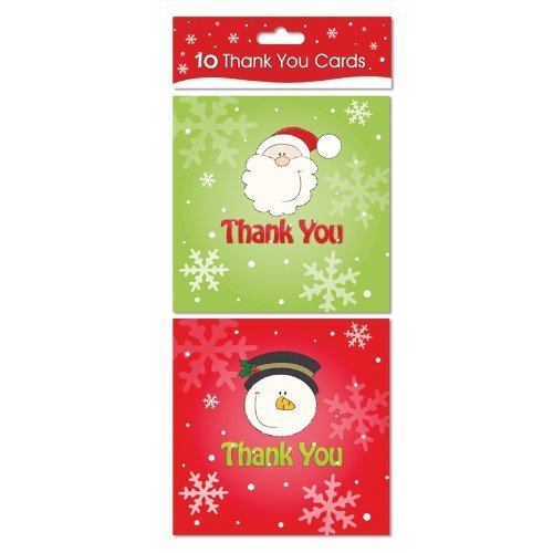 Christmas Thank you Cards With Envelopes Santa & Snowman Designs by Tallon