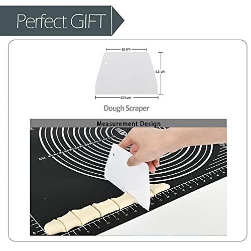 SUPER KITCHEN Groß Rutschfeste Backunterlage Antihafte Backmatte Silikon Teigunterlage Ausrollmatte XL Silikonmatte Pizza Fondant Teigmatte mit Teigschneider- Epoxidharz Resin Matte (Schwarz, 71x51cm)