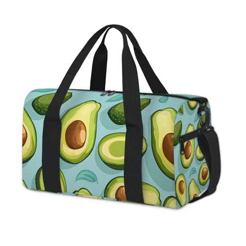 Gym Bag for Women Men Green Avocado Weekender Overnight Workout Travel Duffle Sports Tote Cute Avocado Waterproof Foldable Sports Bag