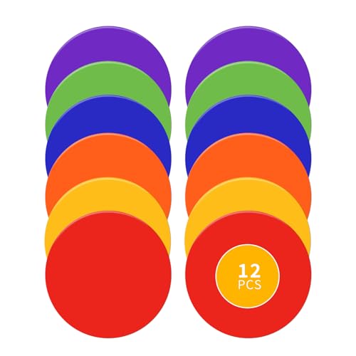 GDKJWIM 9 inch Spot Markers for Sports, 12 PCS Non Slip Agility Field Dots Markers for Training, Multiple Colors Spots Sports Markers for Soccer Basketball Gym