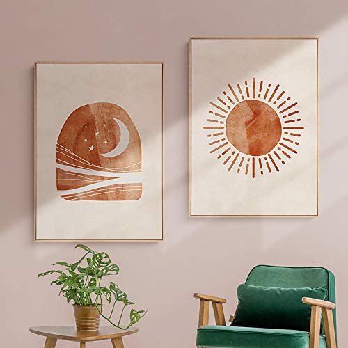 Toile soleil et lune scandinave pour illuminer votre salon chaque jour