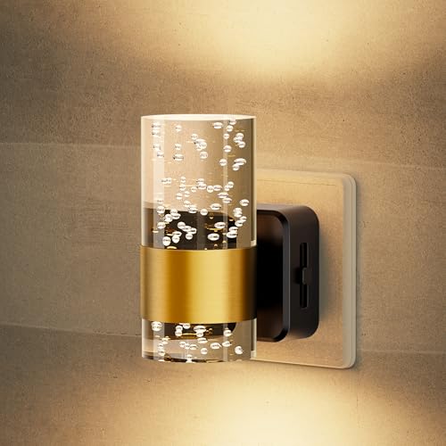 JandCase Luz nocturna de zócalo con sensor crepuscular automático, zócalo de luz nocturna regulable, LED blanco cálido de 3000K para pasillo, dormitorio, escalera