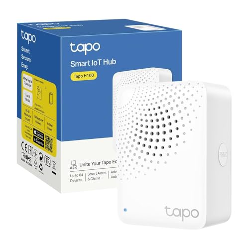 Tapo H100 Hub Intelligent avec Carillon – Compatible Alexa et Google Home, Connexion Longue portée, Gère Jusqu’à 64 Capteurs et Interrupteurs, Configuration Ultra Rapide, Sonneries réglables