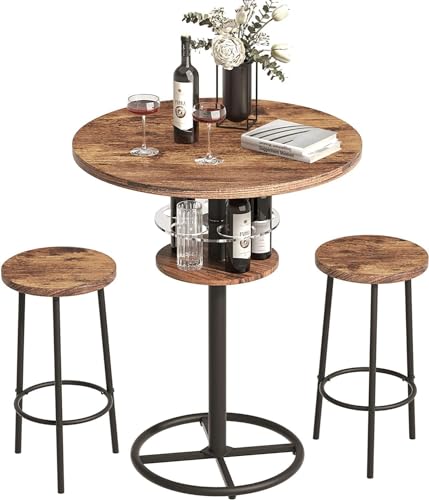 VECELO 3 Piece Bar Table Set