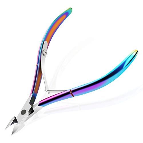 Cuticle Remover Cuticle Cutter Trimmer,Professional Cuticle Nipper Stainless Steel Cuticle Clippers Extremely Sharp Nail Cuticle Tools for Manicure and Pedicure at Home and Salon - Rainbow