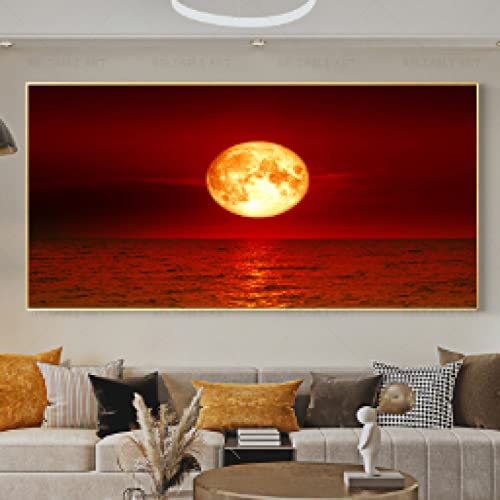 Toile paysage marin océan bleu rouge dsdsgog 60x120cm sans cadre pour salon