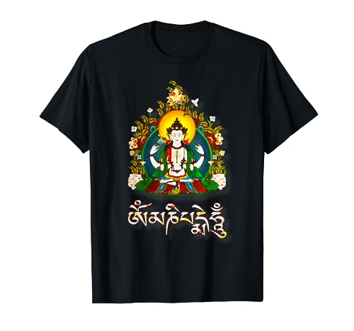 Tibetan Buddha Om Mani Padme Hum Amitabha T-Shirt T-Shirt, Black