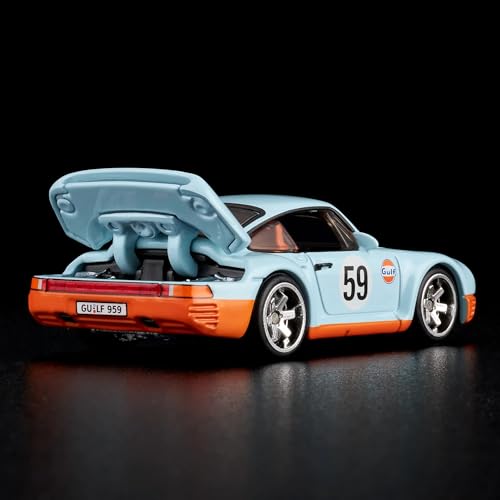 Hot Wheels Porsche 959 Gulf Blue escala 1:64 miniatura 4