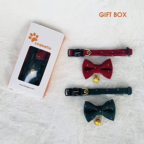 Cognatio Safety Quick Release Cat Collars, Soft Kitten Collars with Detachable Bow Tie and Bell, Pack of 2 - Image 2