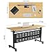 6-Pack Folding Conference Table,61IN Modern Conference Room Table with Wheels,Mobile Flip Top Training Tables Foldable Meeting Tables for Office Meeting Room Classroom Business