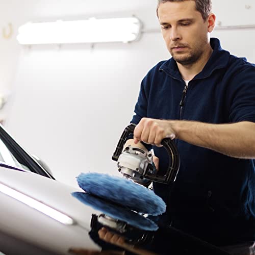 Image of Mudder 20 Pcs Car Orbital Buffer Polisher Pad Bonnet, 7-8 Inches, Blue | Reusable Buffing Pads Cover, Soft Microfiber Wax Bonnet, for Car Polishing Waxing Cleaning, Fits Orbital Buffer Machines