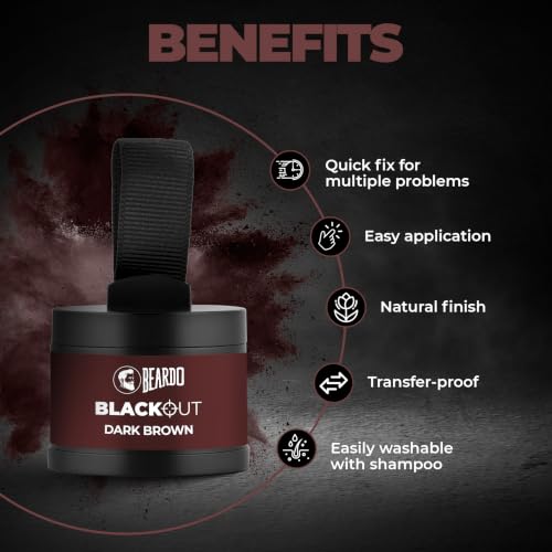 Image of Beardo Blackout Hair Powder 4g - Brown | Root Touch Up for Grey Hair | Instantly Covers Grey Roots, Beard Patches & Bald Spots | Thick Brown Fiber Hairline Powder | Highly Pigmented, Long-Lasting & Matte Finish | Root Cover-up