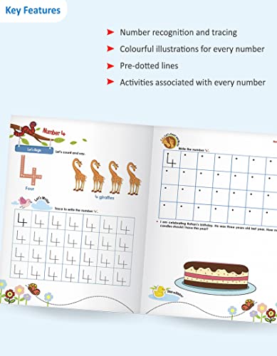 Image of Woodsnipe Tiny Blossoms - Maths A | Number Book for Nursery | Ages 2-4 years | Learn Number 1 To 20 Tracing, Shapes, Colours, Puzzles | Stickers | Activity Worksheets | In line with NEP 2020