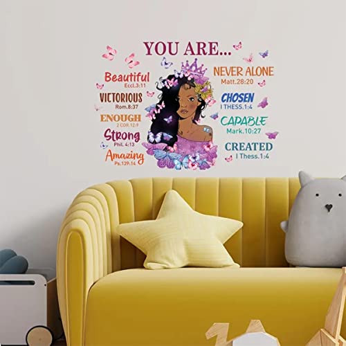 Wall Decals For Girls Bedroom,Girl Butterfly Magic Inspirational Quote Wall Decal, Butterfly Room Decor Motivational Saying Positive Wall Sticker For Nursery Playroom Bedroom Living Room Wall Decor #TOP2