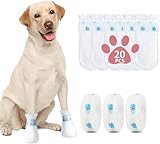 Disposable Dog Booties for Paw Protection - Waterproof, Adjustable Self-Adhesive Straps, 20 Count Dog Shoes for Indoor & Outdoor Use, Walking, Hiking, Post (S)