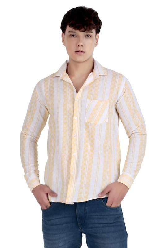 Image of Men's Khadie Cotton Long Sleeves Striped Casual Shirt