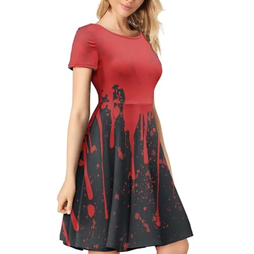 Image of AFPANQZ Womens Casual Summer Lightweight Vintage Dress Short Sleeve Midi Dress Knee-Long Luxury Formal Dress