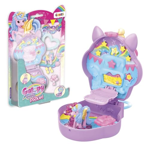 Galupy Rainbow Unicorn In My Pocket - Einhorn Spielzeug zu Sammeln klappbares Mini-Spielset mit Einhornfigur und Karussell