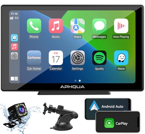 APHQUA Newest Wireless A-pple Carplay & Android Auto, très Grand Écran de 9 pouces Pantalla táctil Digital Media Autoradio Receptor Inalámbrico Portable Autoradio con Mirror Link, Google, Bluetooth