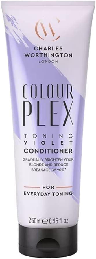 Charles Worthington ColourPlex Toning Violet Conditioner, Blonde Conditioner to Tone and Brighten, Purple Conditioner for Blonde Hair, Blonde Toner for Women, Salon Conditioner for Blondes, 250 ml