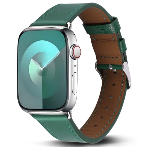 Genuine Leather Band Compatible with Apple Watch Bands for Women Men 49mm 46mm 45mm 44mm 42mm 41mm 40mm 38mm, Soft Leather Replacement Strap for iWatch Ultra/SE/Series 11 10 9 8 7 6 5 4 3 2 1
