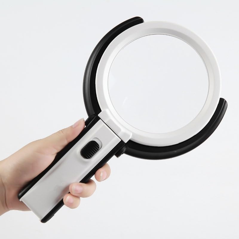 Lente d'ingrandimento da tavolo pieghevole a LED con lente d'ingrandimento 1.25X/5X