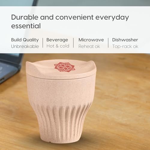 Image of Eha Earth-Friendly Wedding Gifts for Couple| Gifts Made with Rice Husk Biocomposite| One Mandala Printed Mug and Coasters Set of 6, Keychain, Loopac Box | 250 ml |Sand Castle
